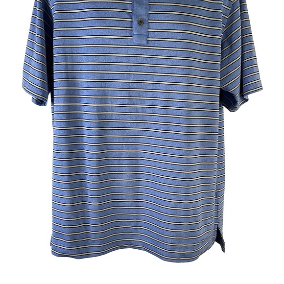 Footjoy Men Lg Shirt Blue Black Stripe Polo Short Sleeve Golf Casual Performance - Picture 6 of 15